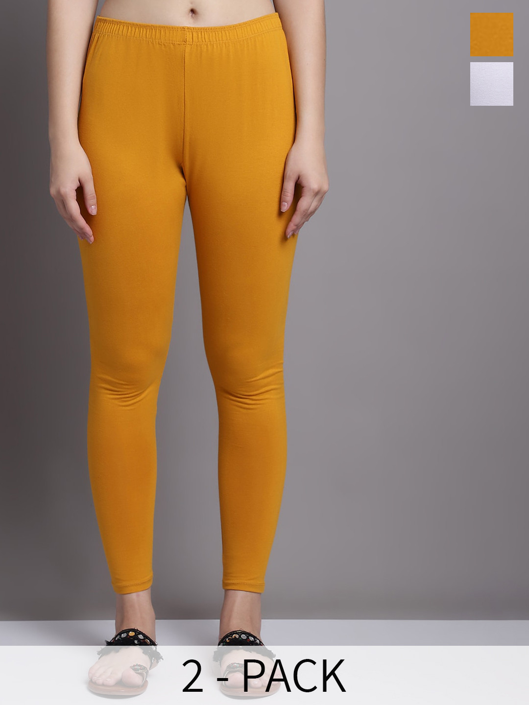 

GRACIT Pack Of 2 Ankle Length Leggings, Mustard