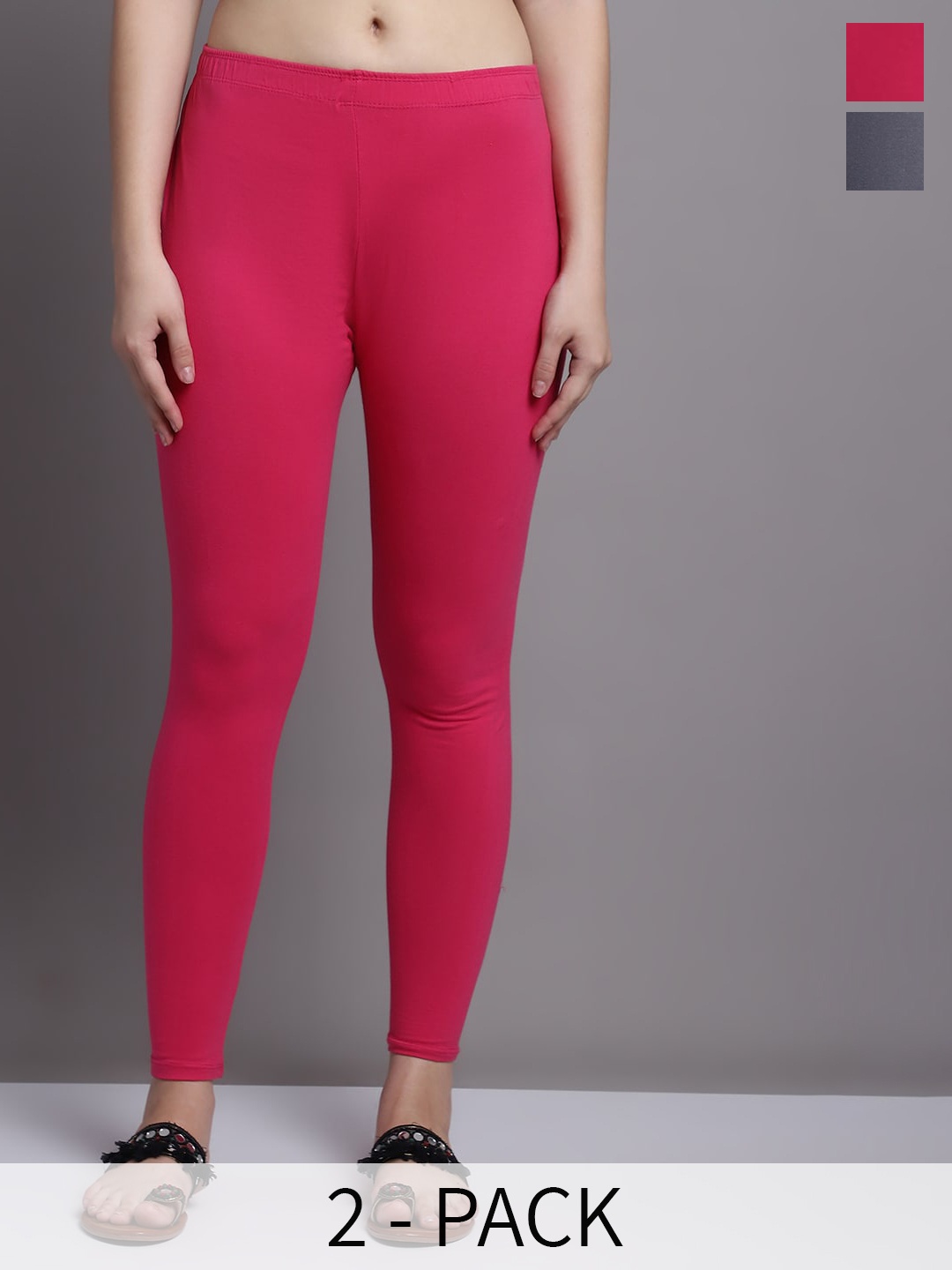 

GRACIT Pack Of 2 Ankle Length Leggings, Pink