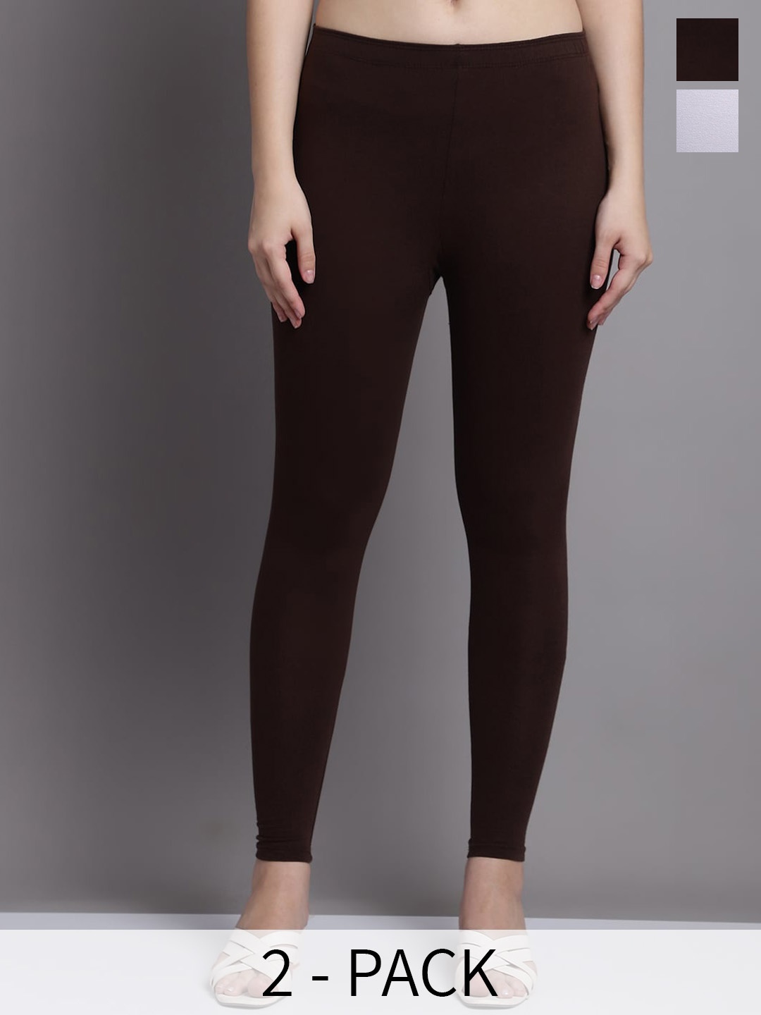 

GRACIT Pack Of 2 Ankle Length Leggings, White