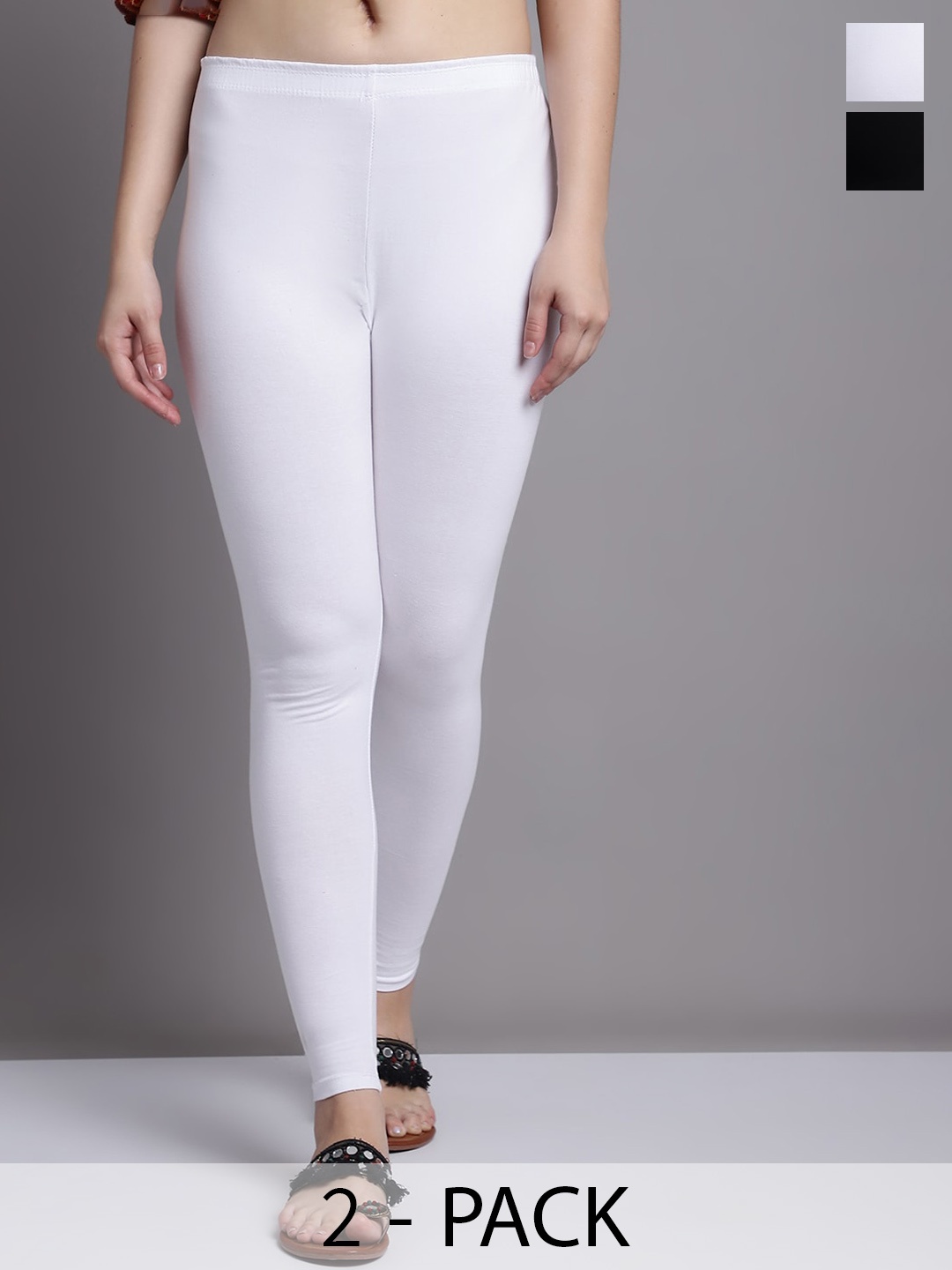 

GRACIT Pack Of 2 Ankle Length Leggings, Black