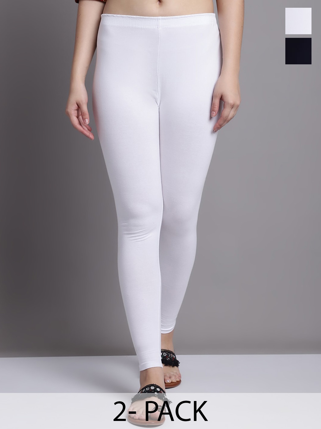 

GRACIT Pack Of 2 Ankle Length Leggings, White