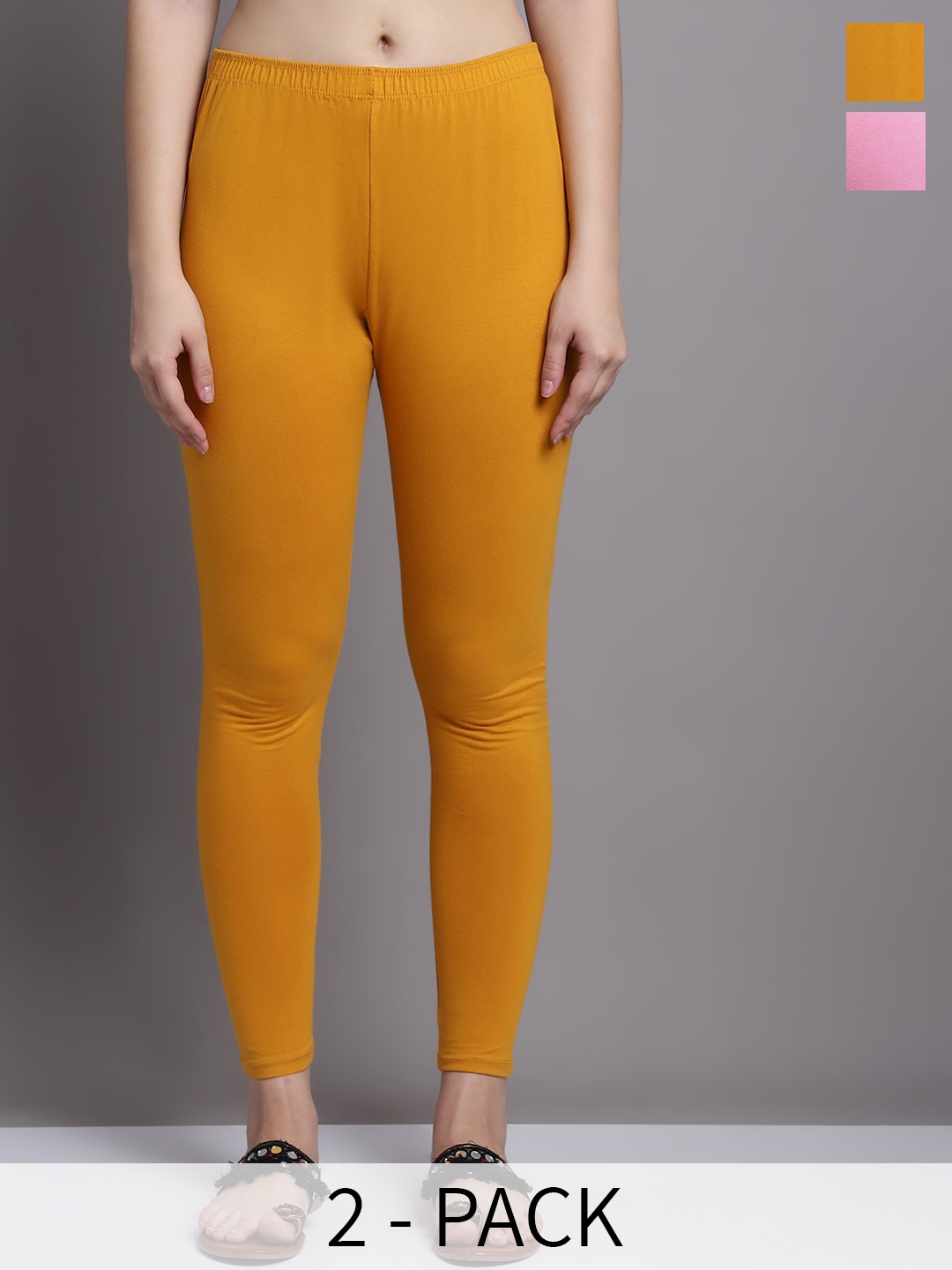 

GRACIT Pack Of 2 Ankle Length Leggings, Pink