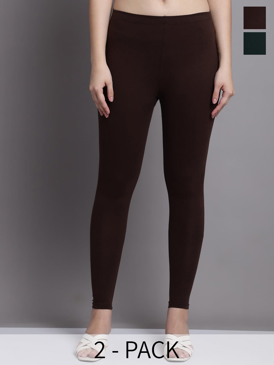 

GRACIT Pack Of 2 Ankle Length Leggings, Green