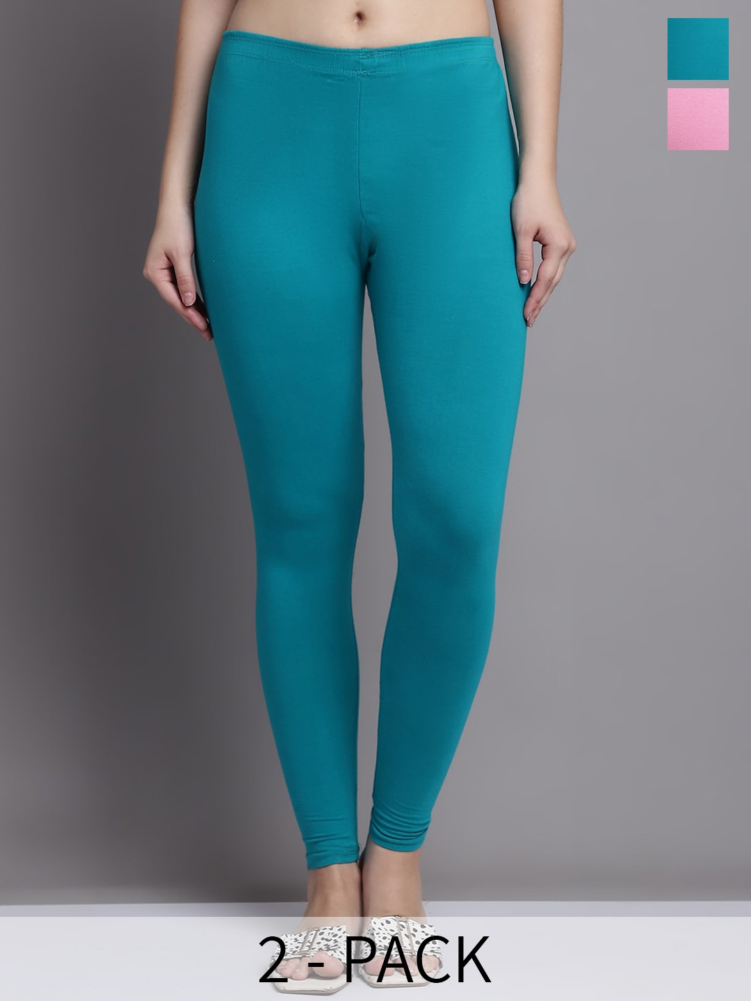 

GRACIT Pack Of 2 Ankle Length Leggings, Blue