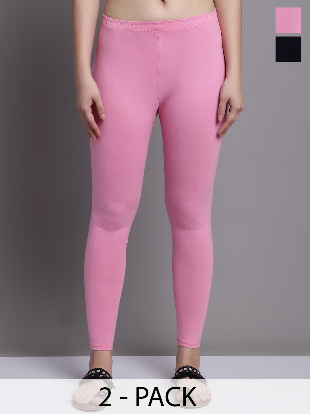 

GRACIT Pack Of 2 Ankle Length Leggings, Pink