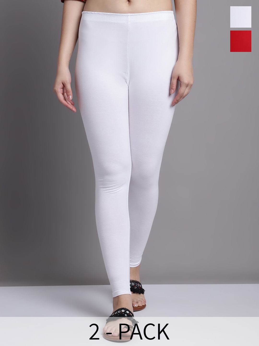 

GRACIT Pack Of 2 Ankle Length Leggings, White
