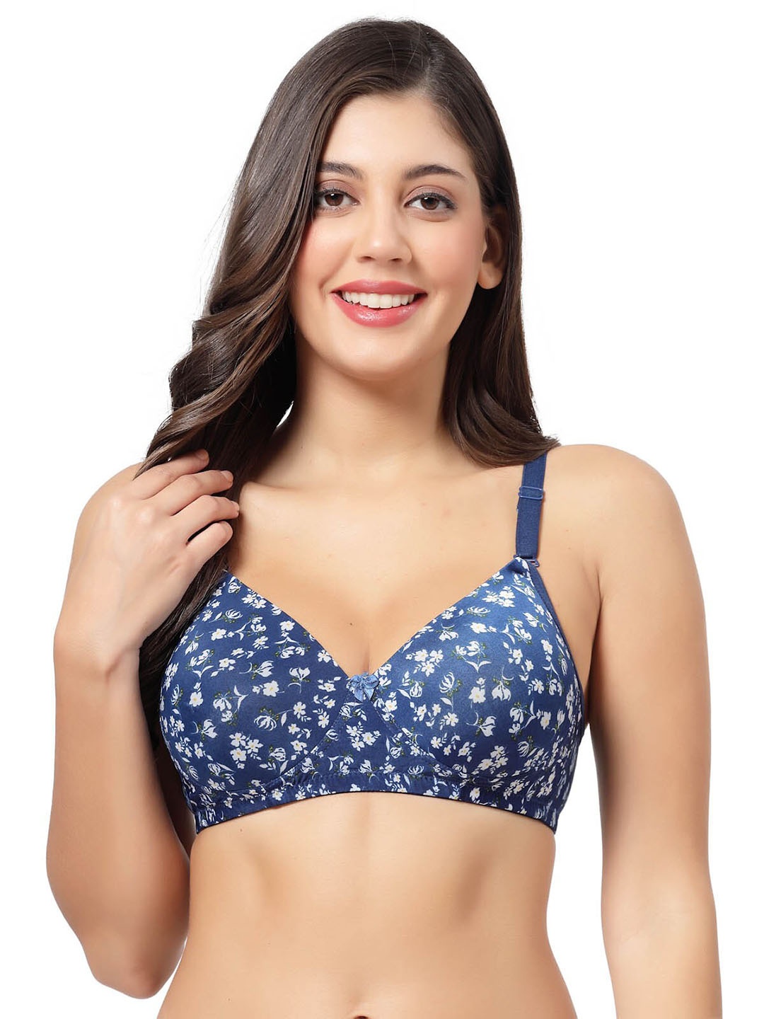 

SHYAM SONS FLAIR Floral Printed Full Coverage Lightly Padded Bra With All Day Comfort, Blue