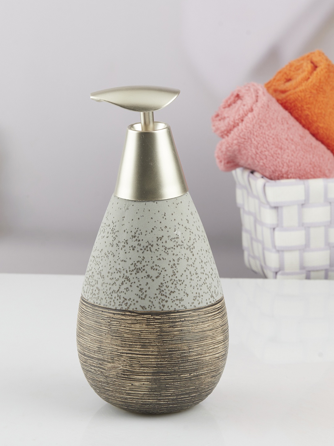 

Kookee Grey Abstract Printed Glossy Finish Ceramic Soap Dispenser