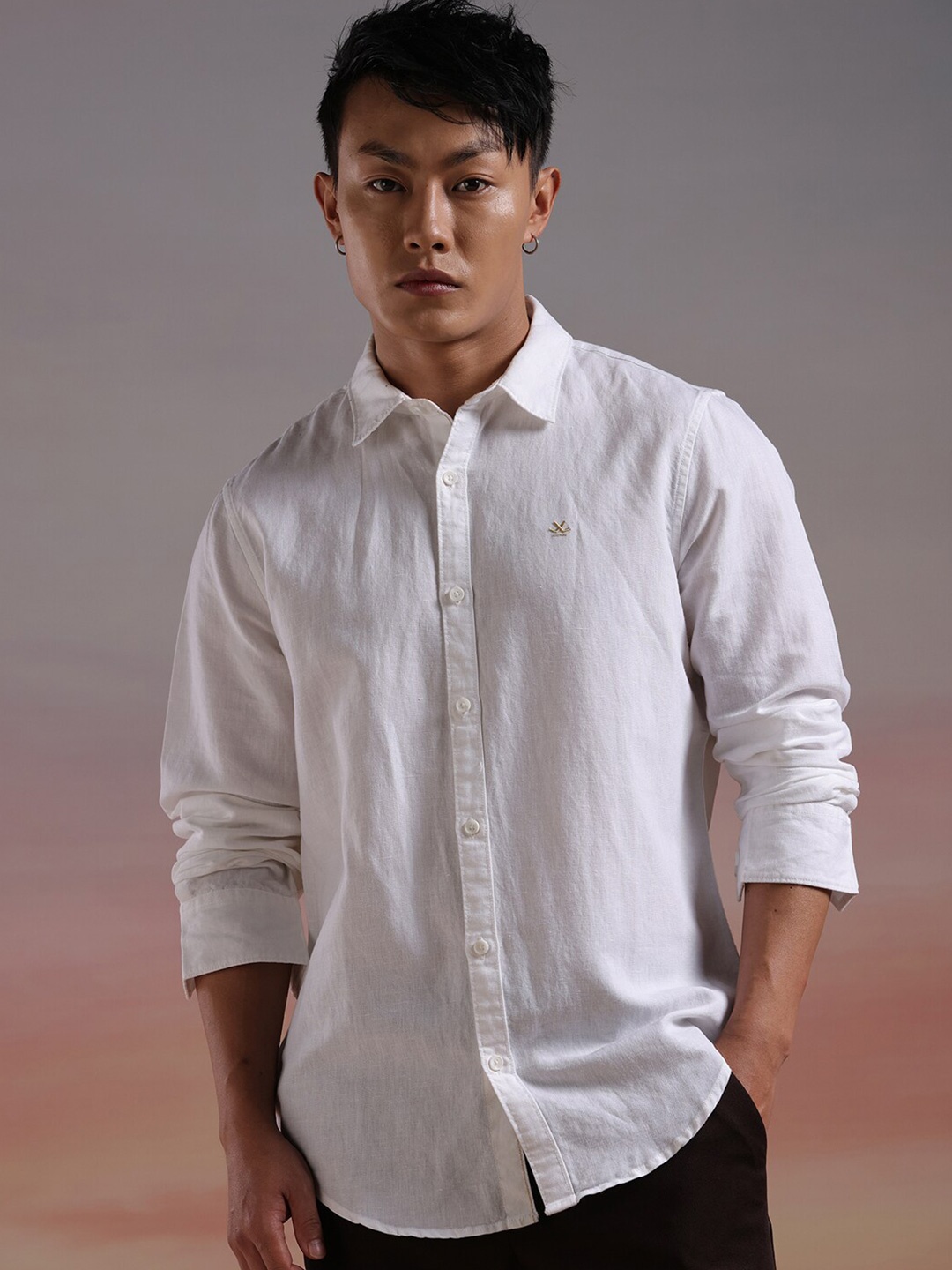 

WROGN Slim Fit Opaque Acrylic Casual Shirt, White