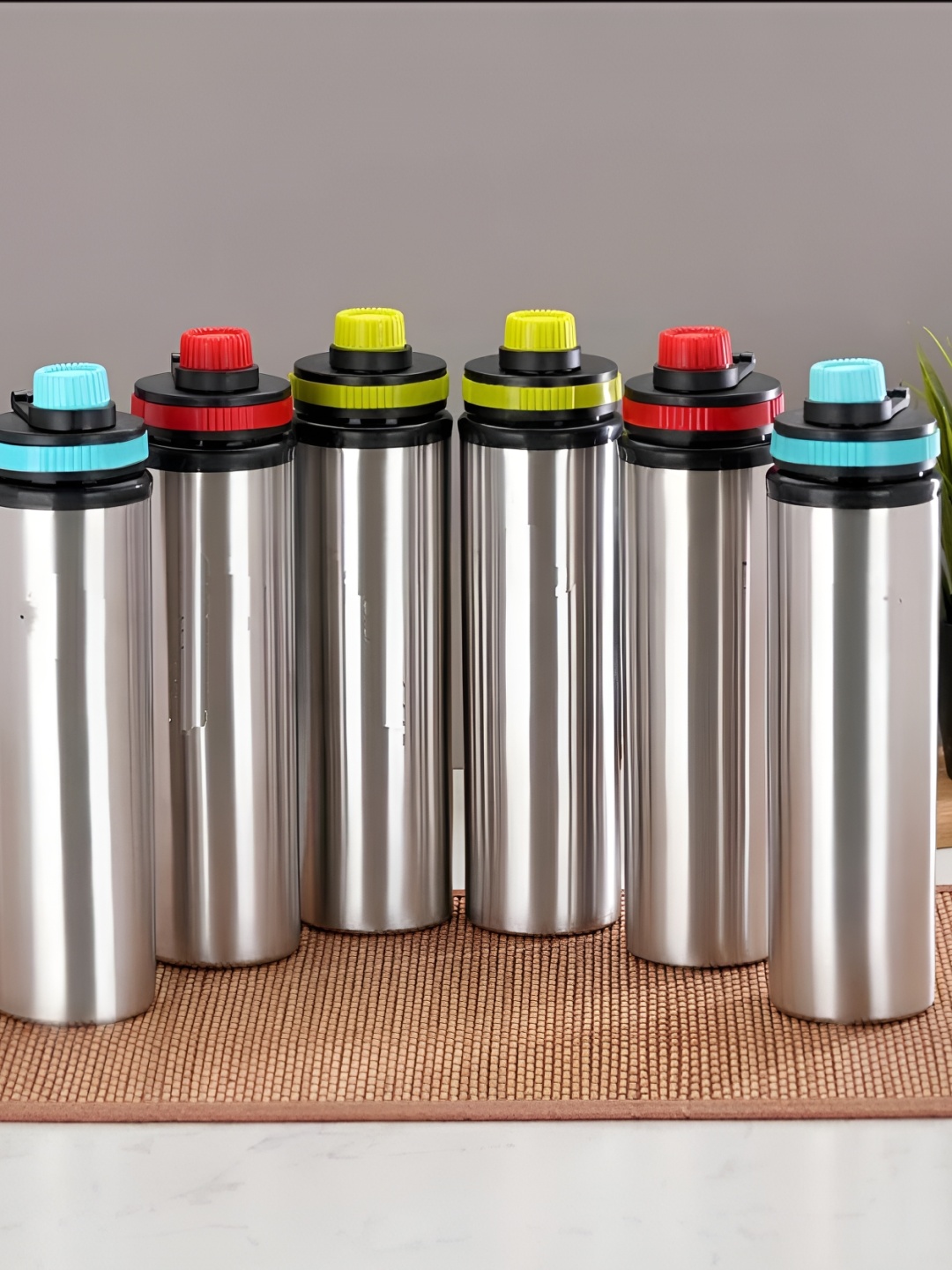 

ATROCK Res & Blue 6 Pieces Stainless Steel Water Single Wall Vacuum Bottles 900 ml Each, Red