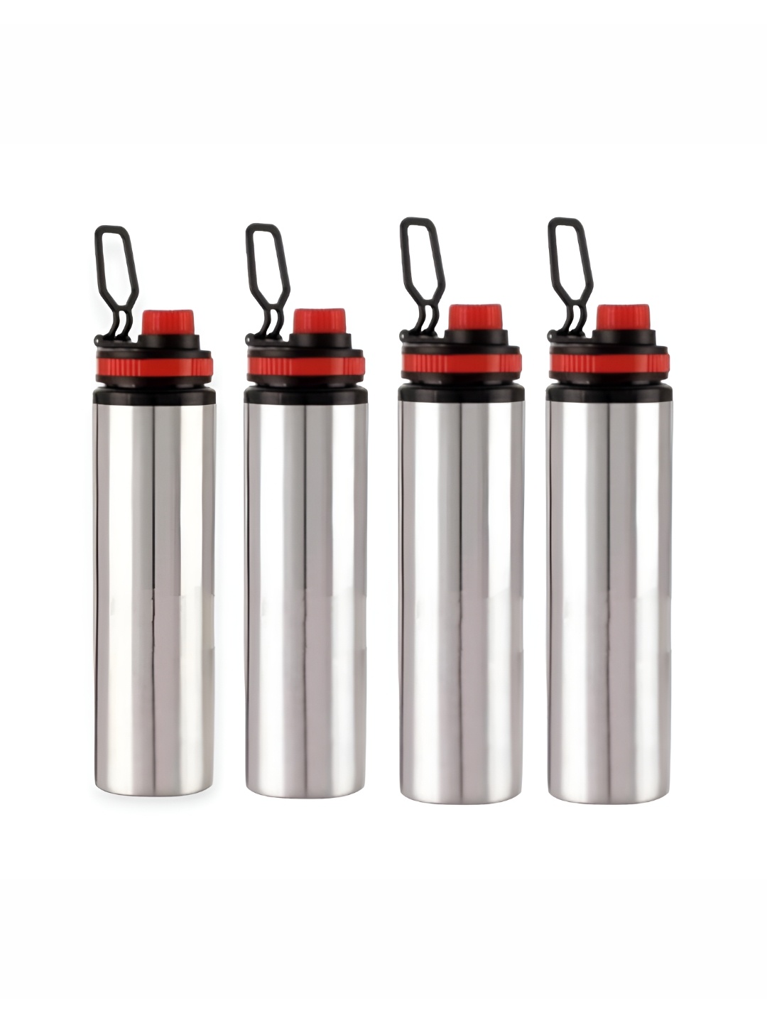 

ATROCK Red & Silver Toned 4 Pieces Stainless Steel Solid Water Bottle
