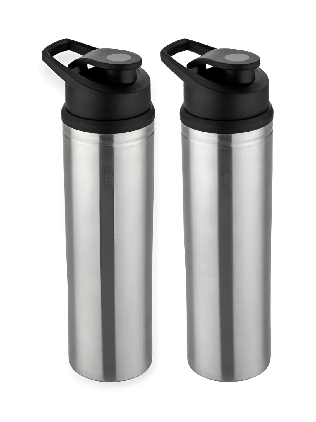 

ATROCK Silver Toned & Black 2 Pieces Stainless Steel Regular Water Bottles 900 ml Each