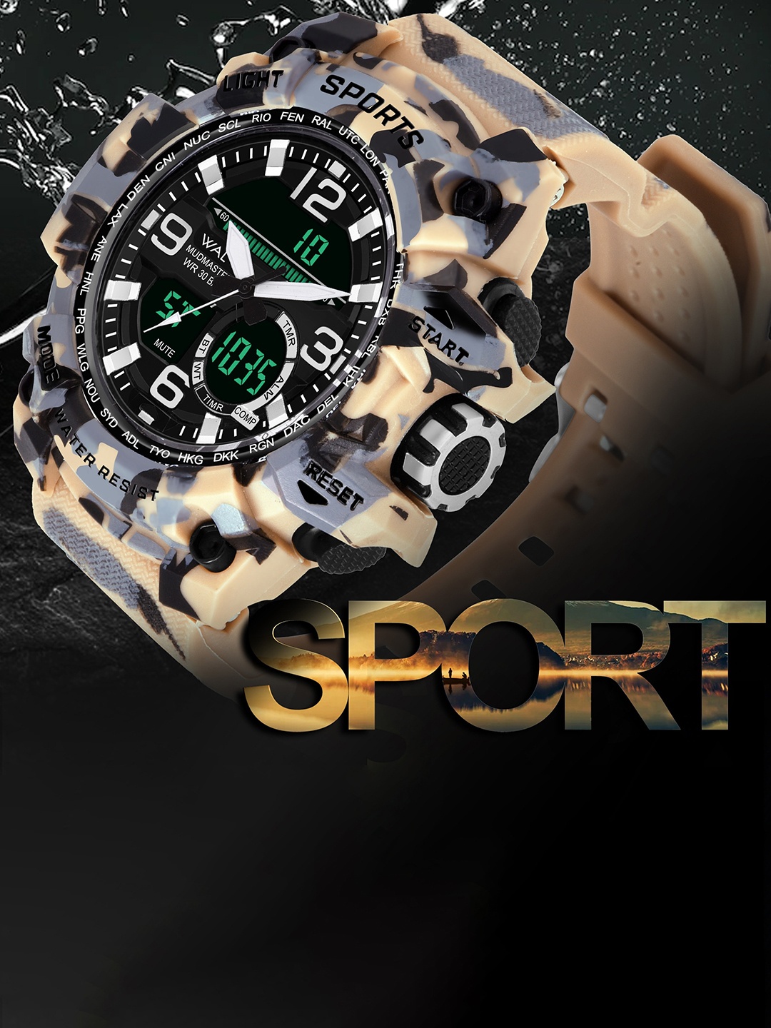 

Walrus Unisex Dial & Straps Analogue and Digital Watch WWTM-CAM-020606, Black