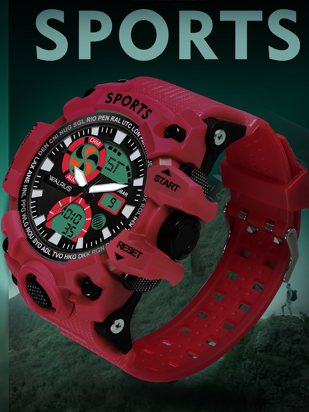 

Walrus Unisex Printed Dial & Straps Analogue and Digital Watch WWTM-SPORTS-VII-021010, Black