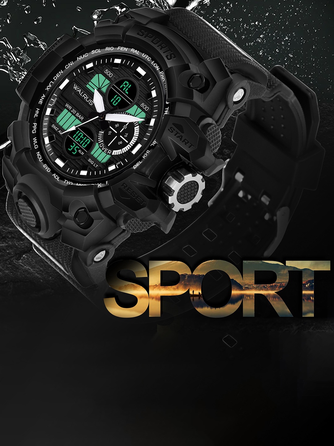 

Walrus Unisex Analogue & Digital Watch WWTM-SPORTS-IV-020202, Black
