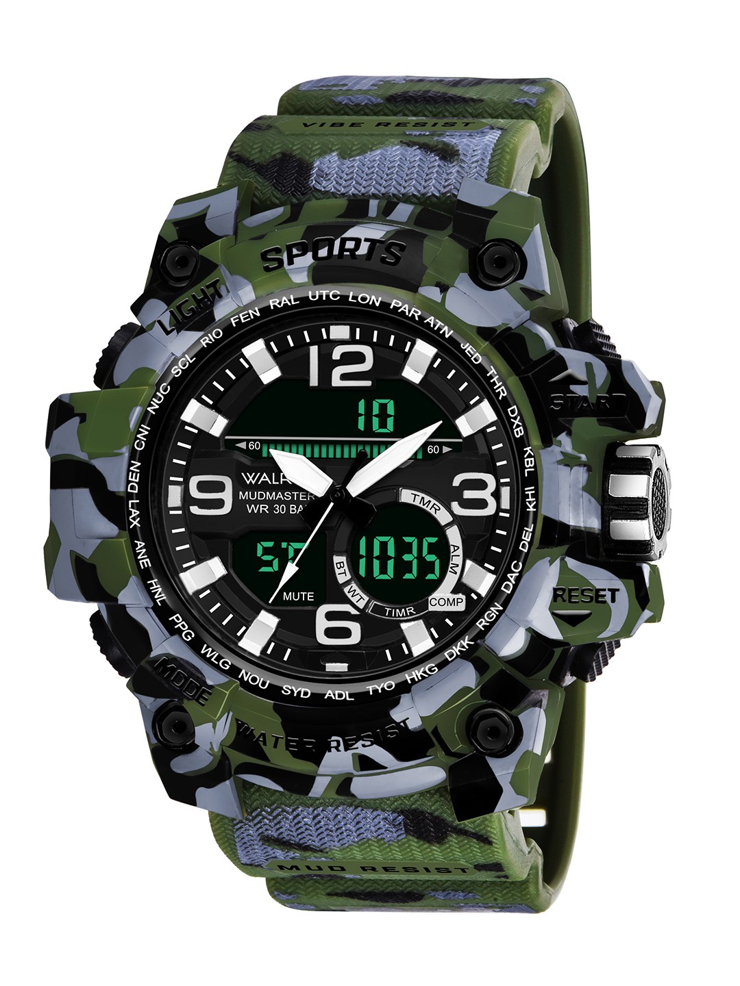 

Walrus Unisex Patterned Dial & Straps Analogue and Digital Watch WWTM-CAM-020404, Black