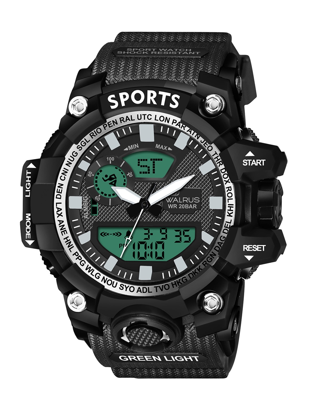 

Walrus Sports-vi Unisex Patterned Straps Analogue and Digital Watch WWTM-SPORTS-VI-020202, Black