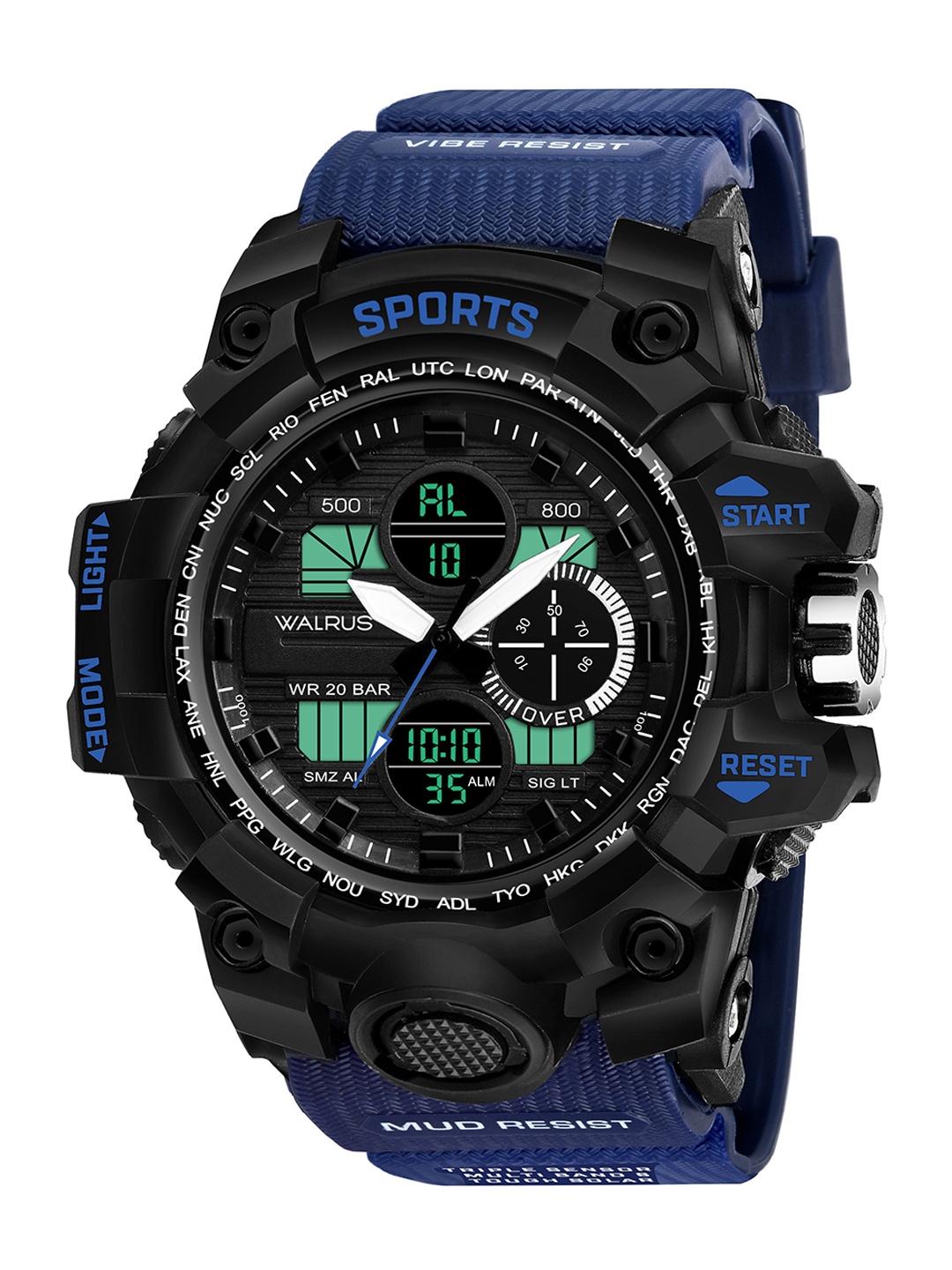 

Walrus Unisex Silicon Straps Analogue and Digital Sports Watch WWTM-SPORTS-IV-020302, Black