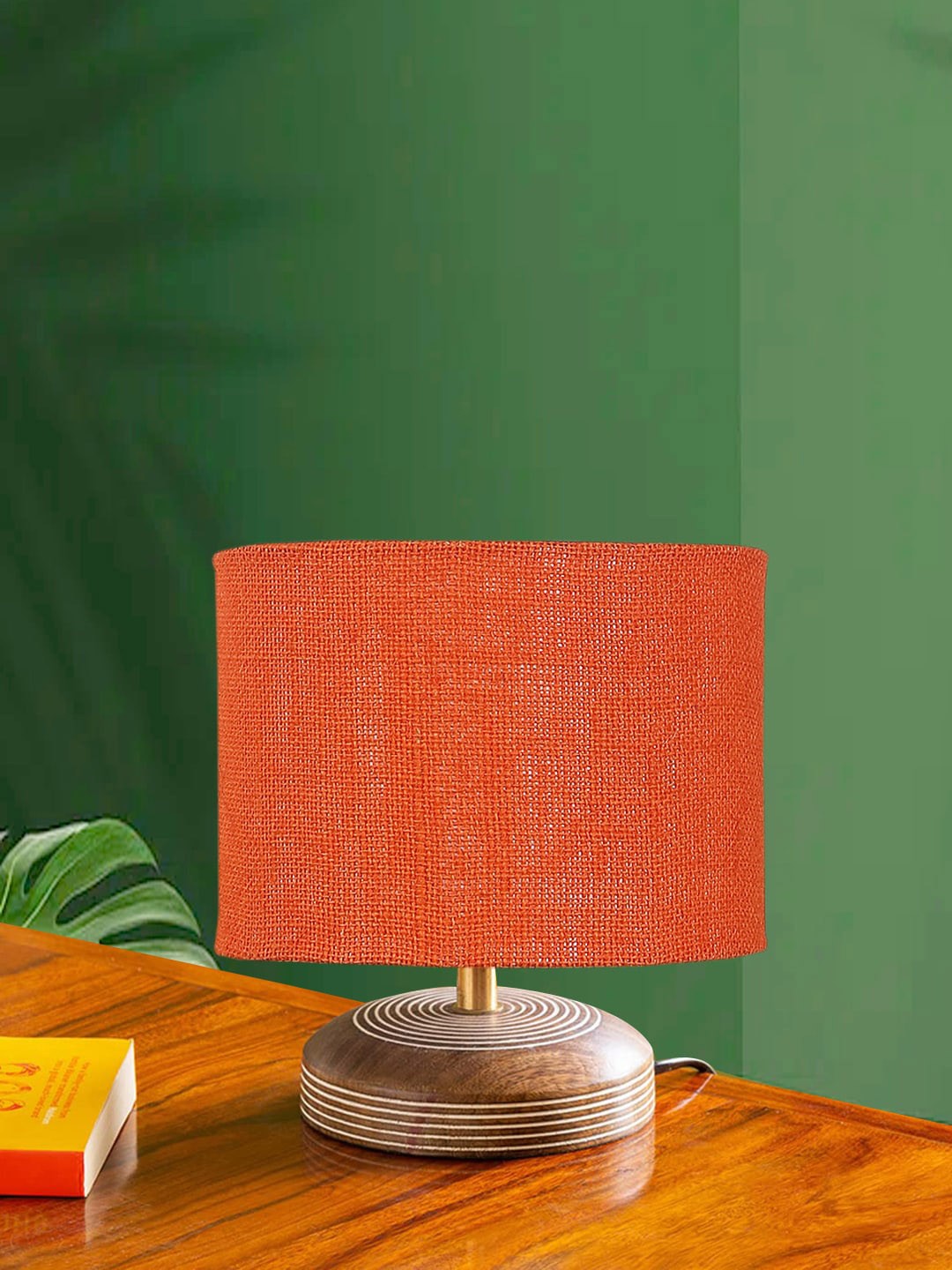 

Devansh Orange Textured Square Wooden Table Lamp