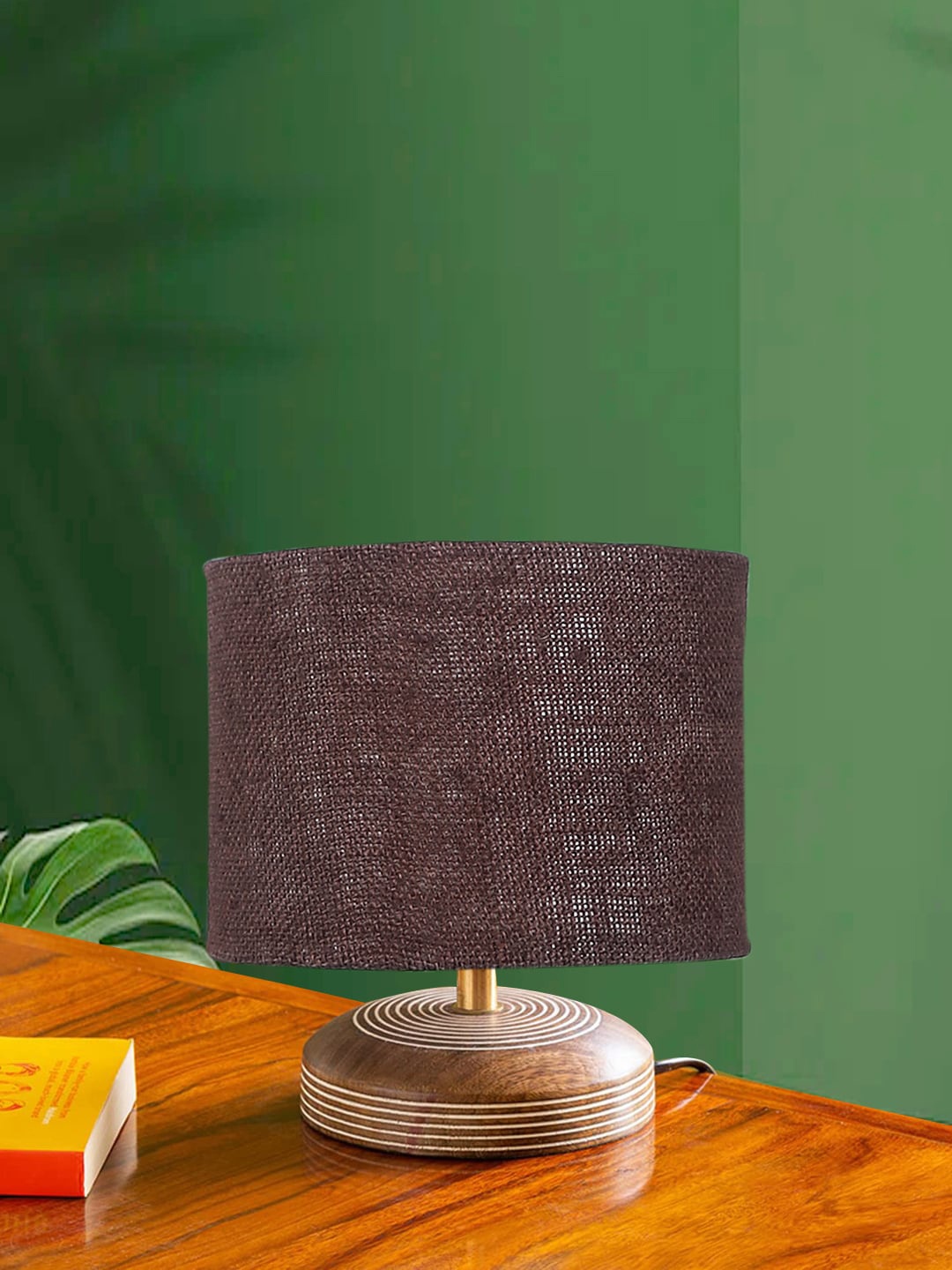 

Devansh Brown Cylinder Shaped Traditional Cotton Shade Table Lamp