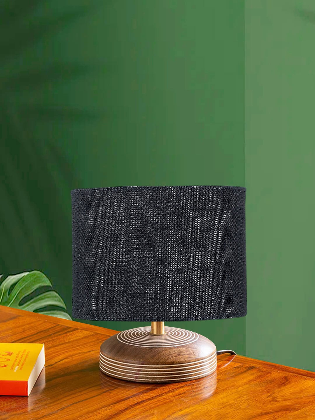 

Devansh Black Textured Wooden Contemporary Cylindrical Shaped Table Lamp