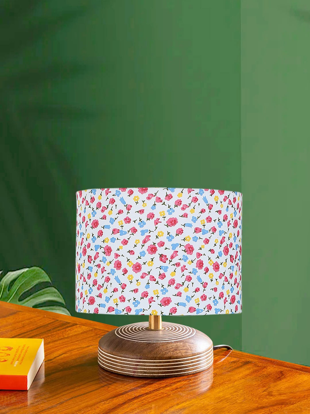 

Devansh White Floral Printed Wooden Contemporary Square Table Lamp