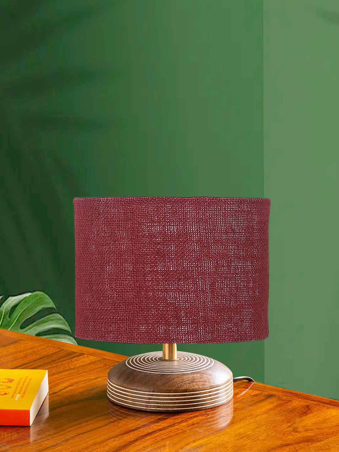 

Devansh Maroon Wooden Traditional Cylindrical Shaped Table Lamp