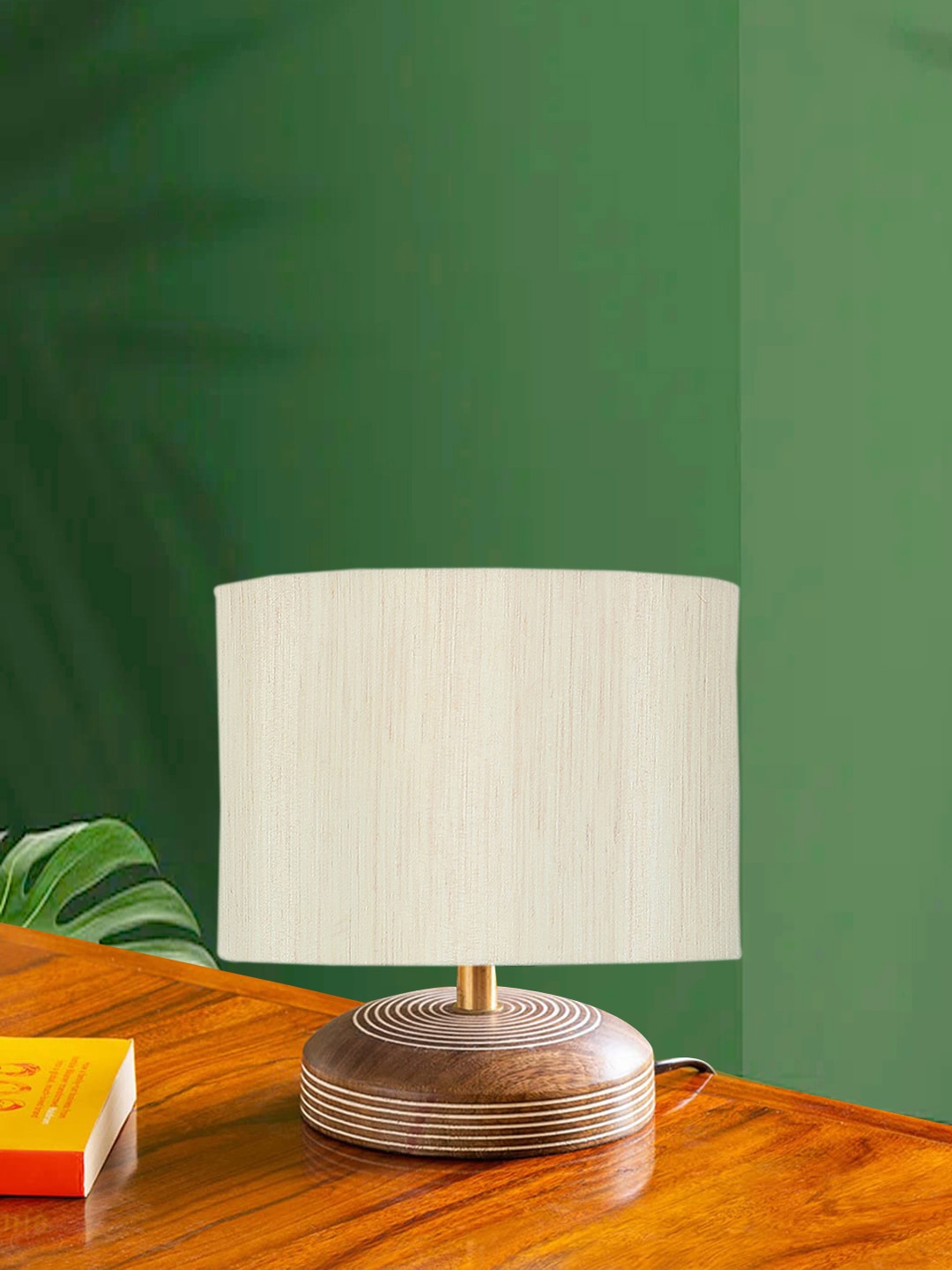 

Devansh Off White Cylinder Wooden Table Lamps