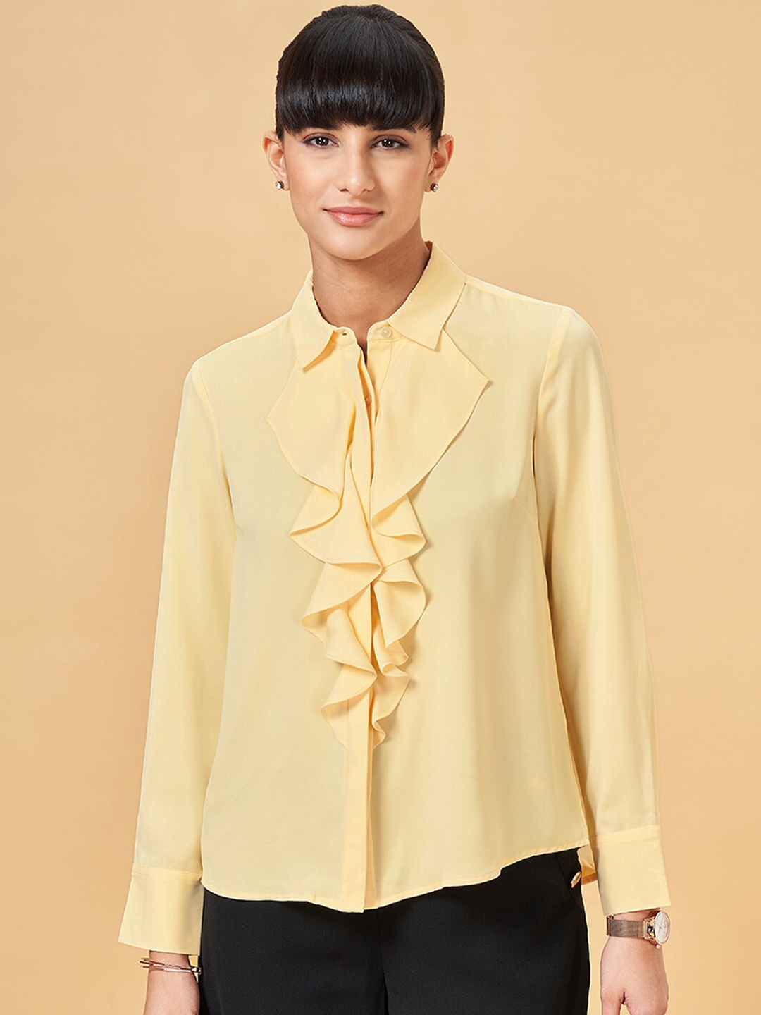 

Annabelle by Pantaloons Spread Collar Formal Shirt, Yellow