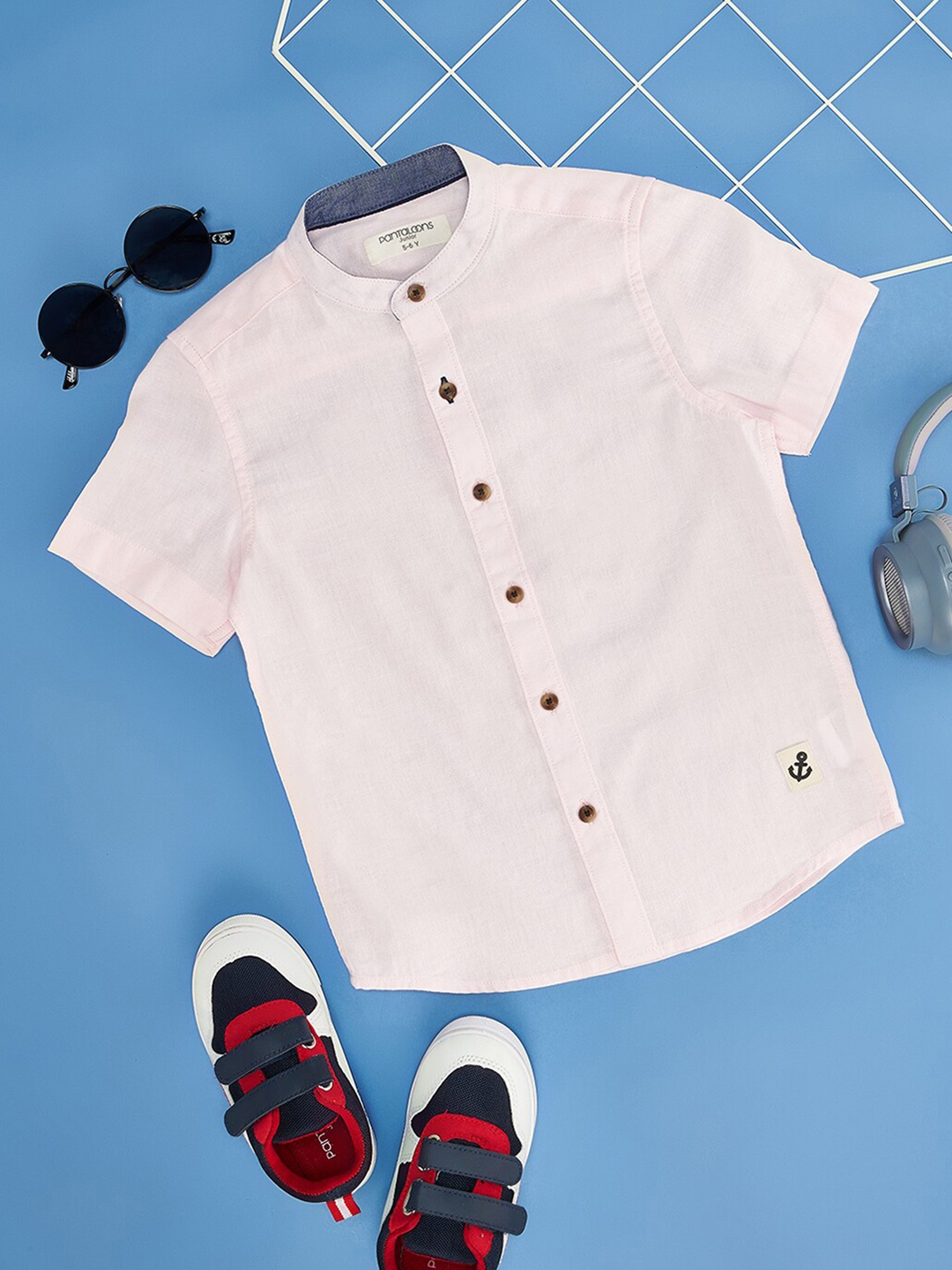 

Pantaloons Junior Boys Mandarin Collar Short Sleeves Cotton Casual Shirt, Pink