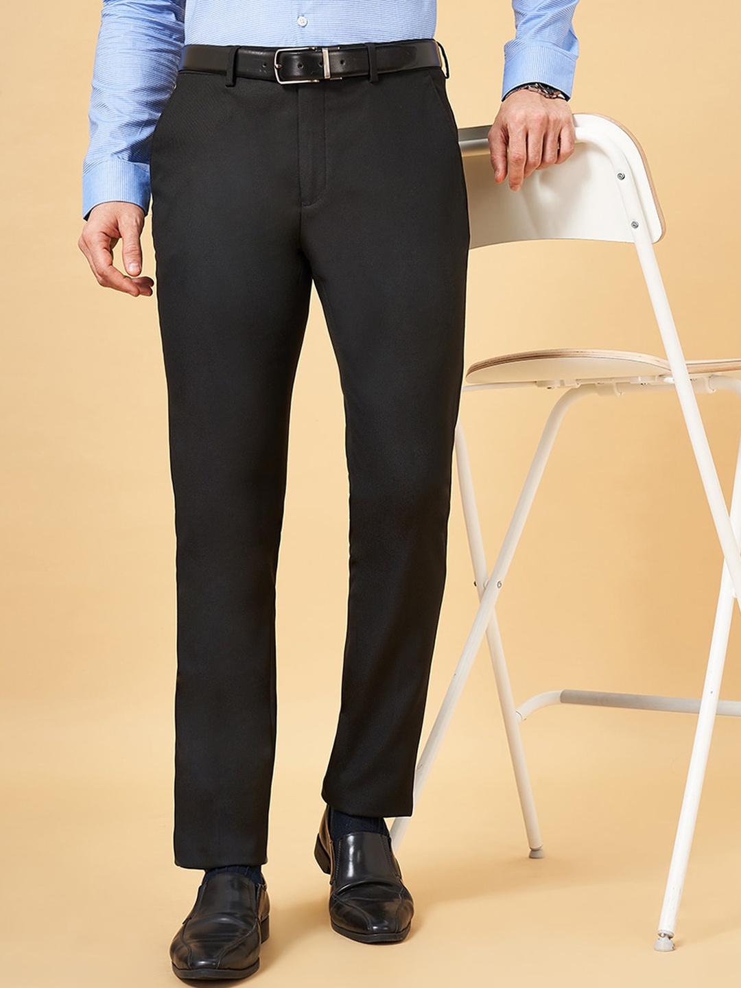 

BYFORD by Pantaloons Men Slim Fit Formal Trousers, Black