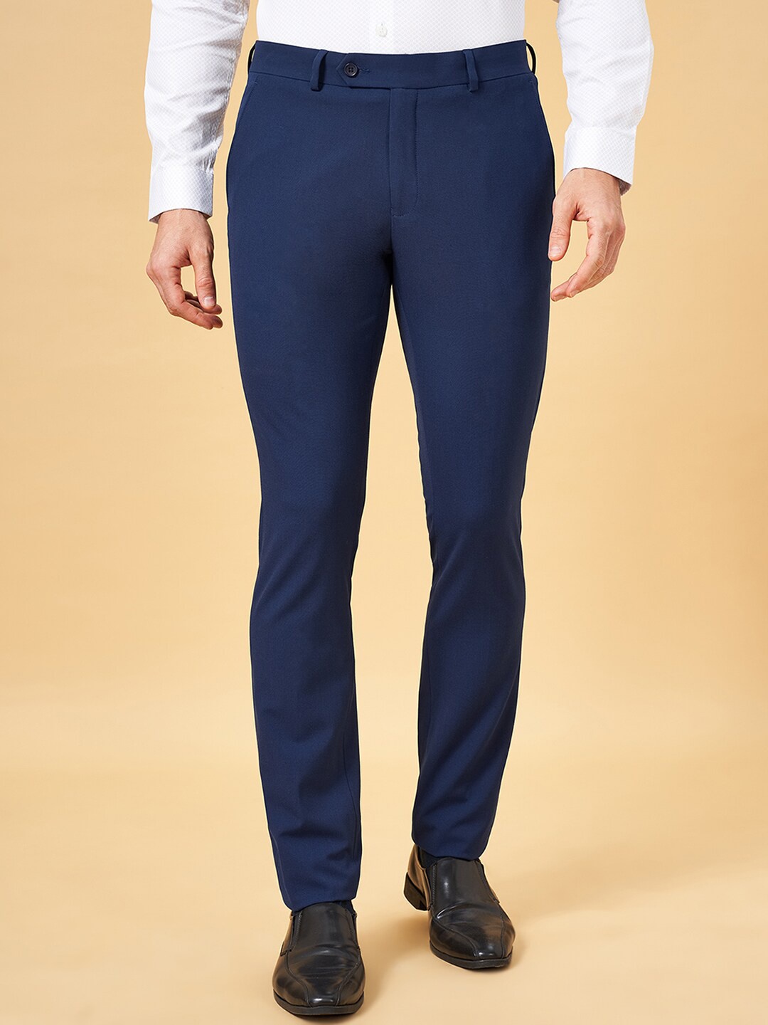 

Peregrine by Pantaloons Men Slim Fit Formal Trousers, Navy blue