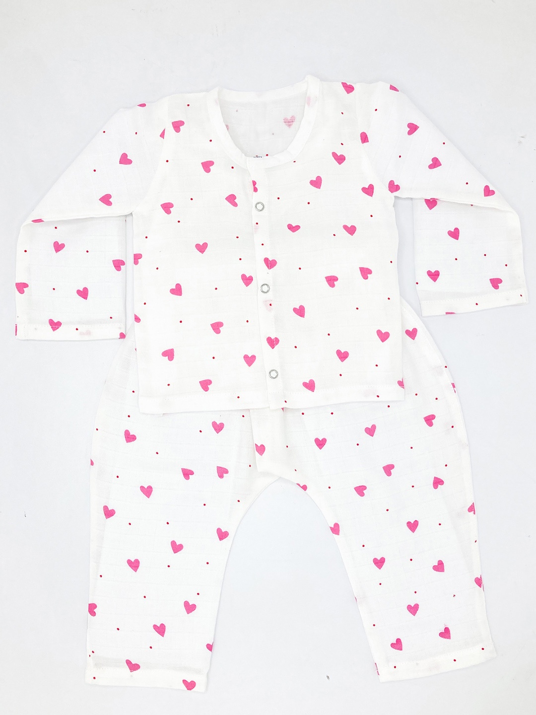 

BAESD Infants Printed Organic Cotton Top & Trousers Night suit, Off white
