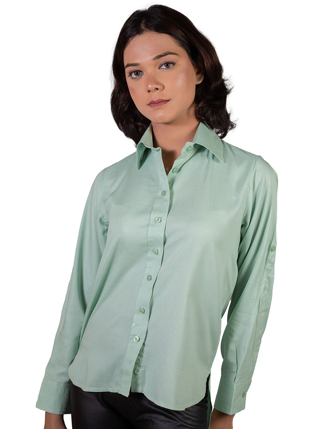 

SHOOLIN Women Comfort Opaque Casual Shirt, Green