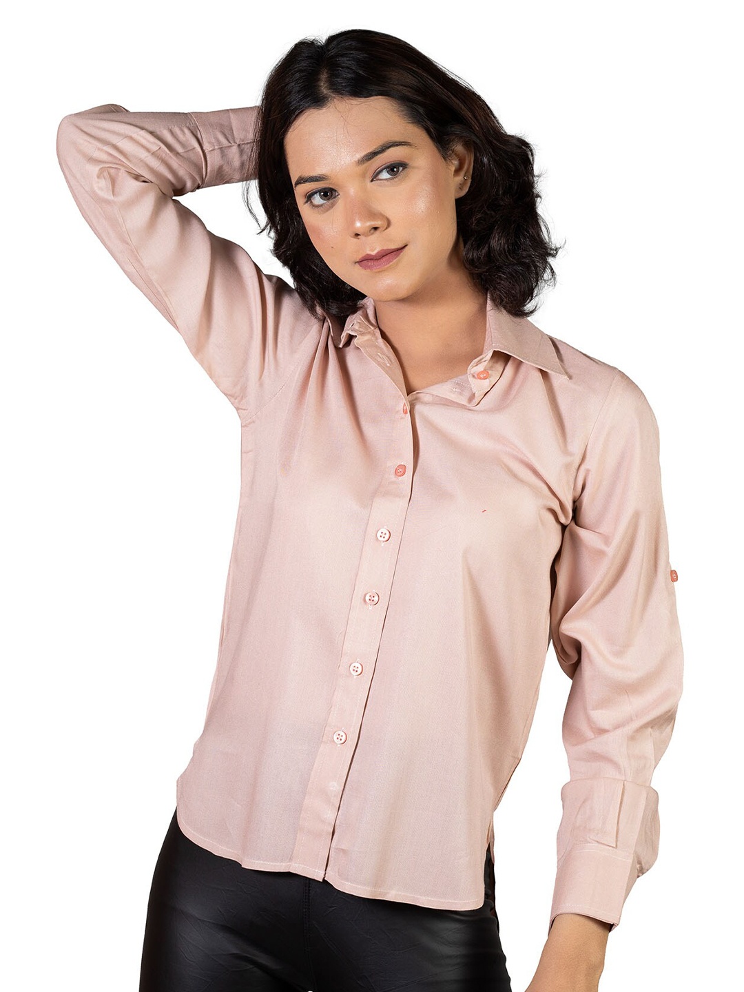 

SHOOLIN Comfort Spread Collar Long Sleeves Casual Shirt, Beige