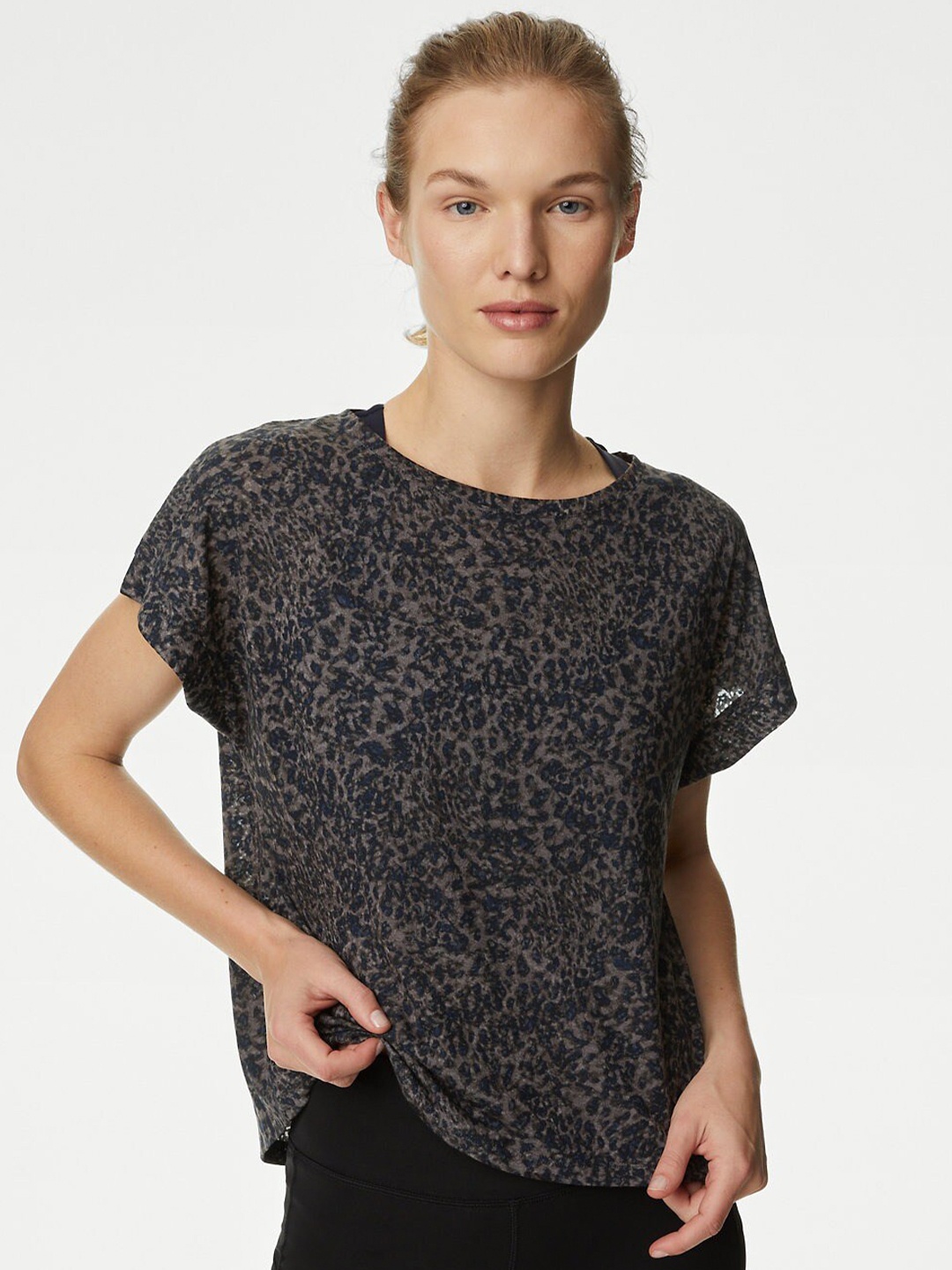 

Marks & Spencer Printed Extended Sleeves T-shirt, Black