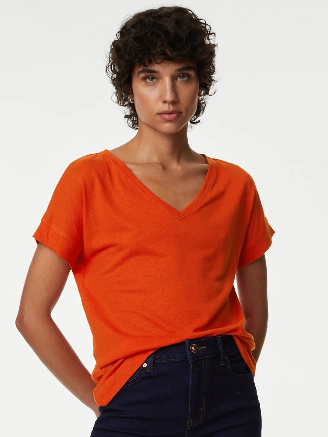 

Marks & Spencer V-Neck Short Sleeves T-shirt, Orange