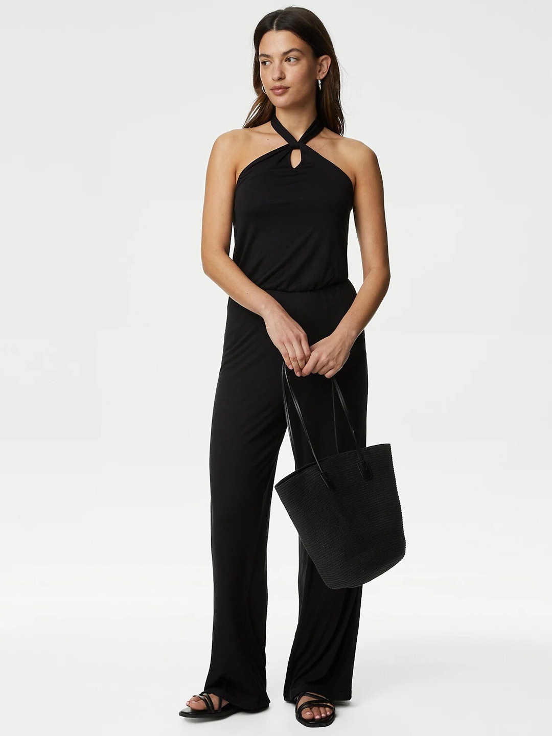

Marks & Spencer Halter Neck Basic Jumpsuit, Black