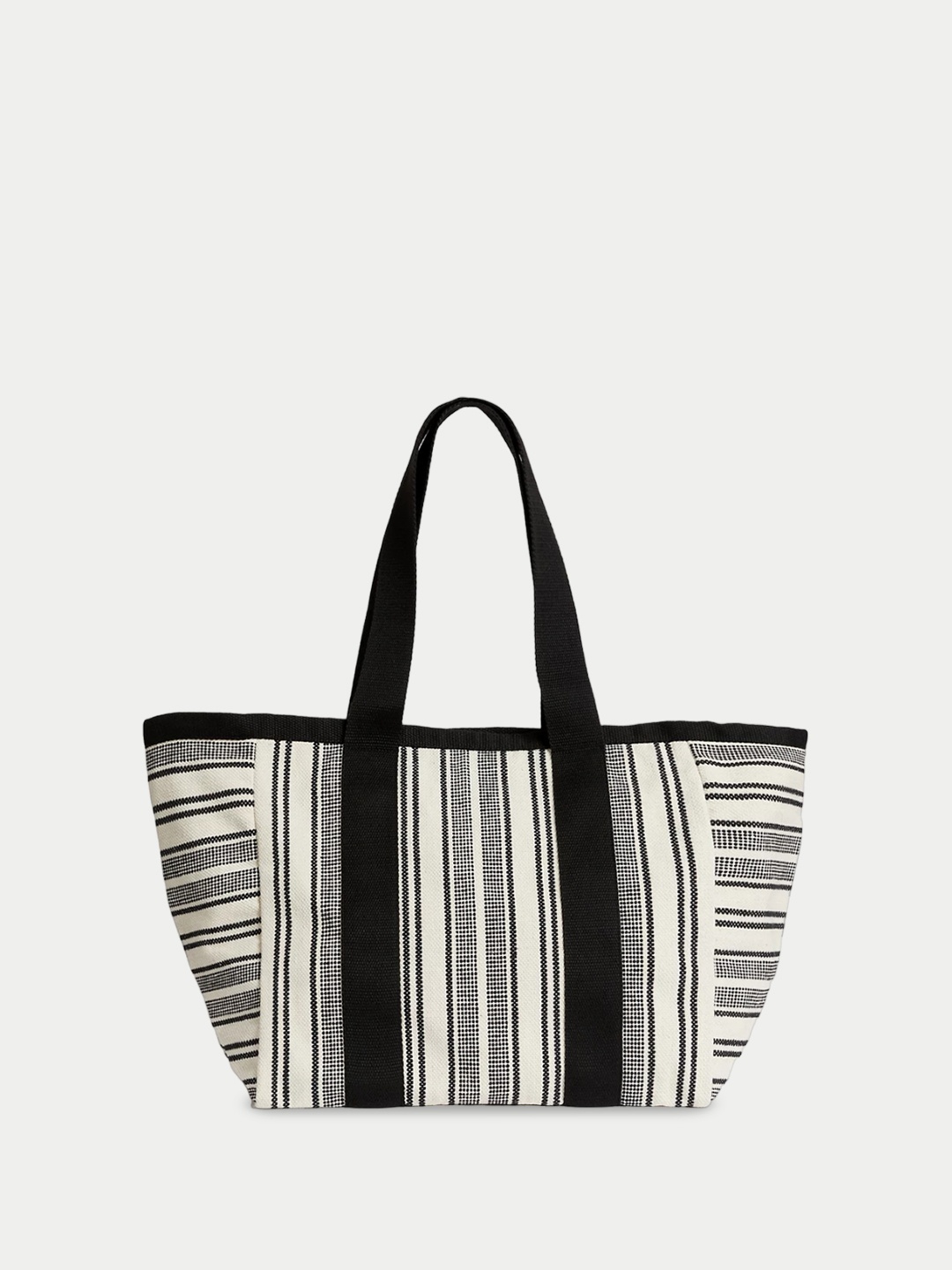 

Marks & Spencer Striped Oversized Shopper Cotton Shoulder Bag, Black