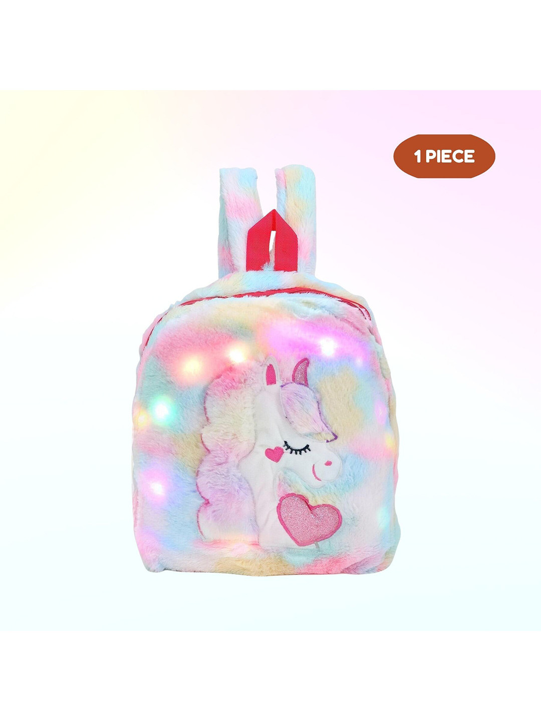 

BAESD Kids Unicorn Applique Faux Fur Small Backpack, Pink