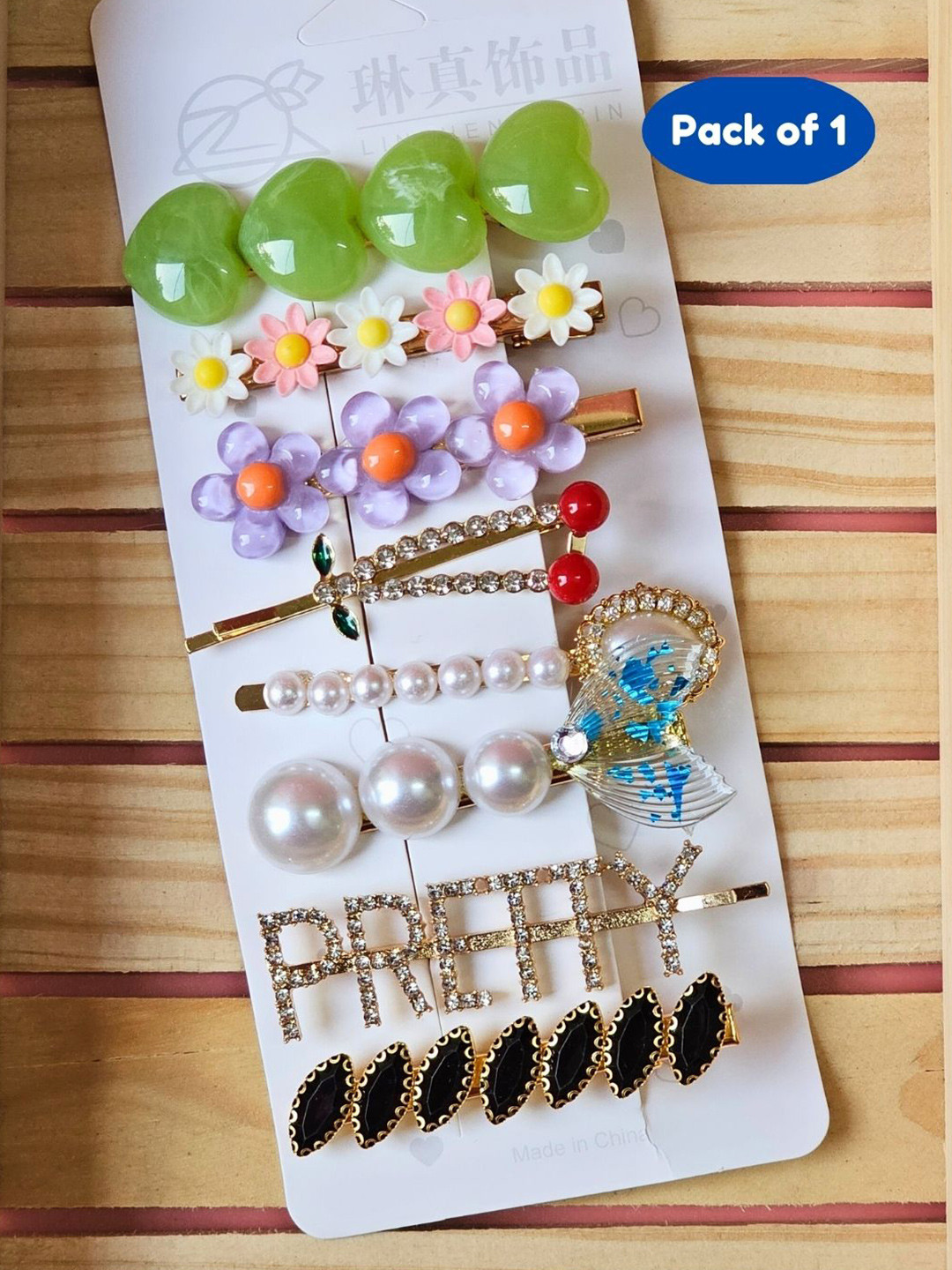 

BAESD Kids Set Of 8 Embellished Barrettes, Green