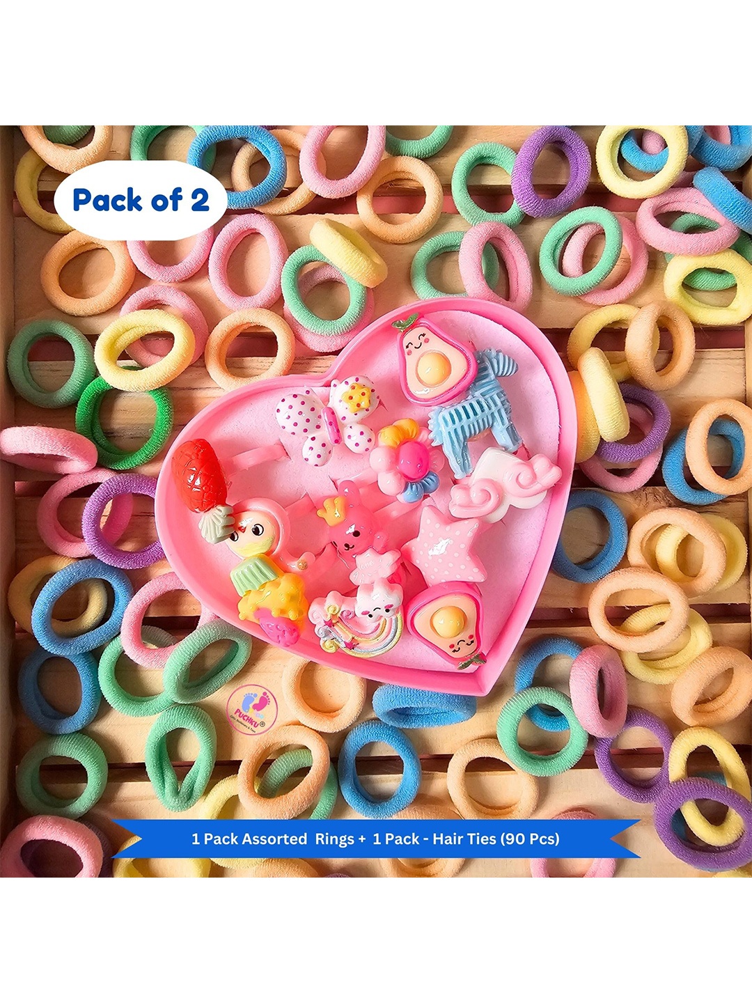 

BAESD Kids Set Of 2 Ponytail Holders, Pink