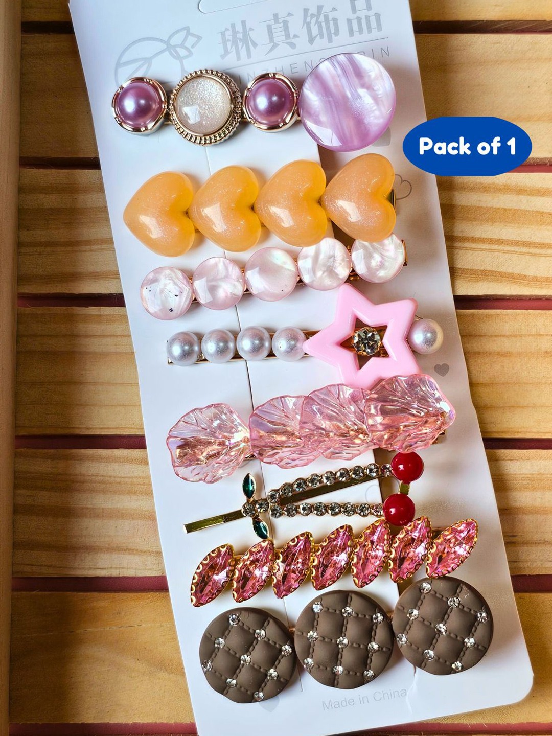 

BAESD Girls Set Of 8 Embellished Bobby Pins, Brown