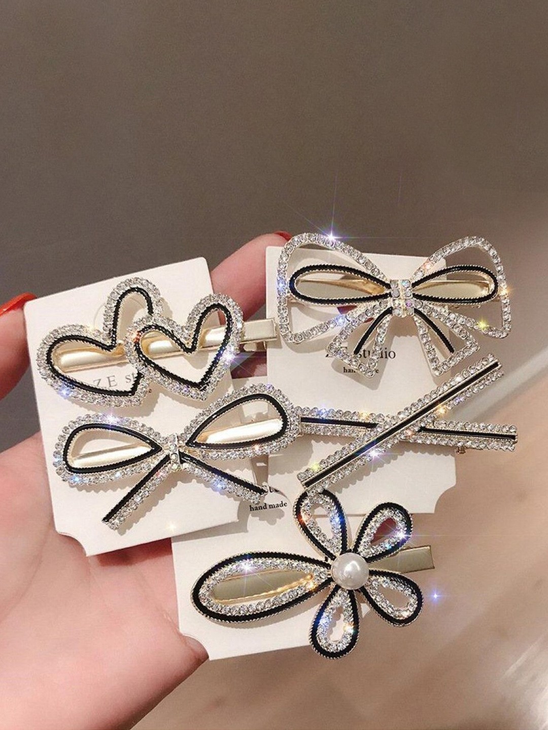 

BAESD Unisex Kids Set Of 5 Embellished Alligator Hair Clip, White