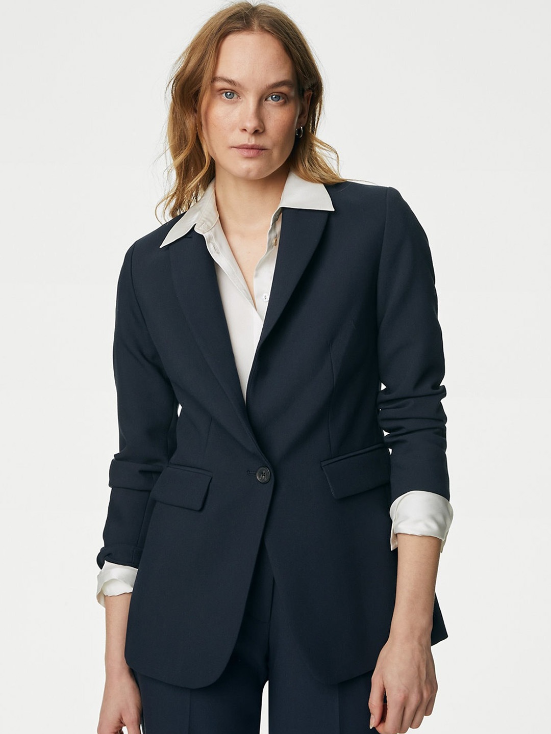 

Marks & Spencer Notched Lapel Tailored Single Breasted Blazer, Navy blue