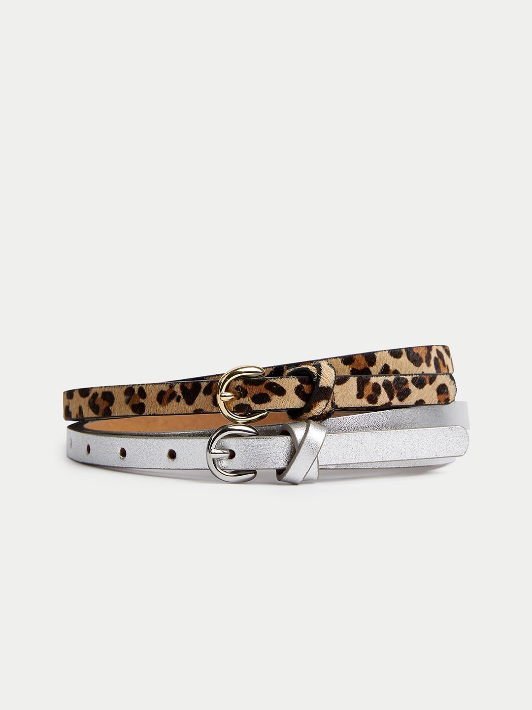 

Marks & Spencer Women Set Of 2 Leather Belts, Silver