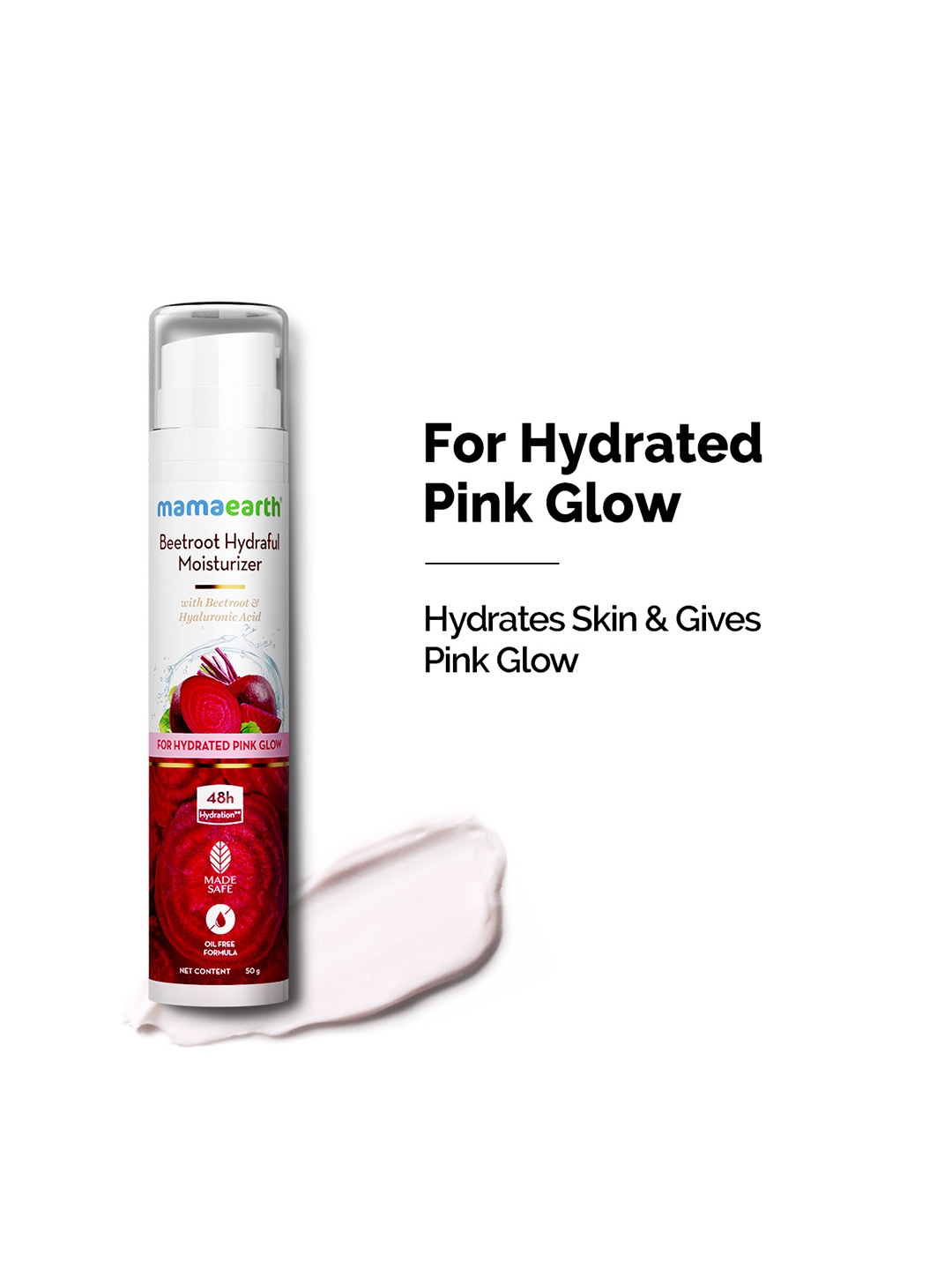 

Mamaearth Beetroot Hydraful Moisturizer with Hyaluronic Acid & Niacinamide - 50 g, White