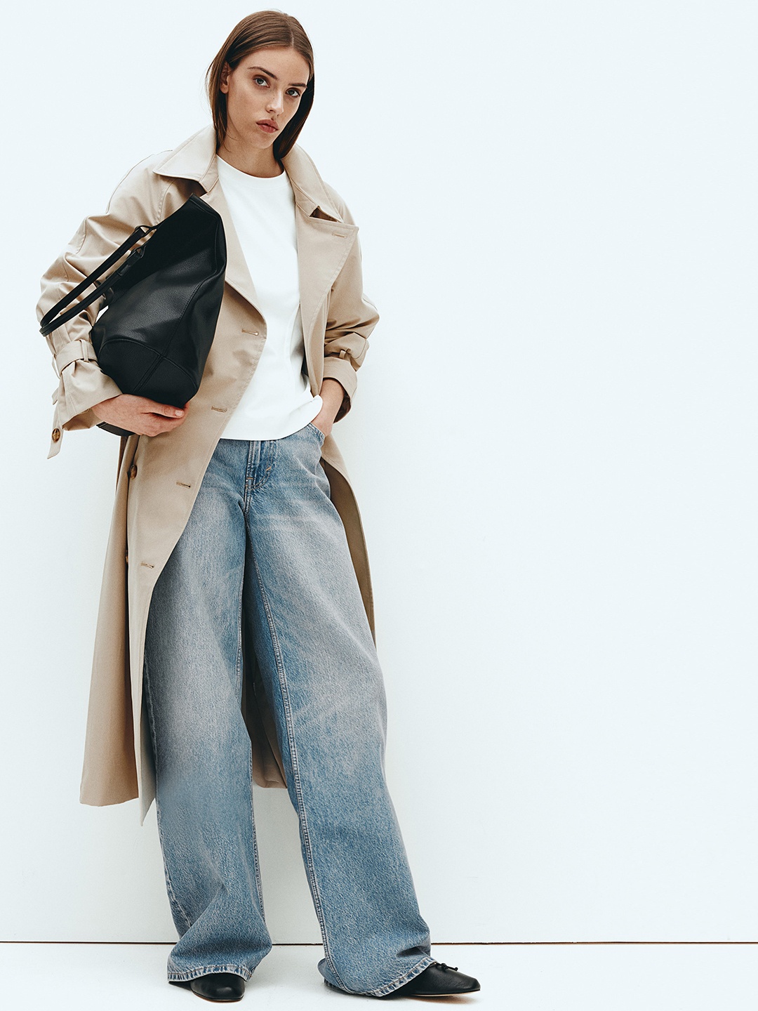 

H&M Women Double-Breasted Trenchcoat, Beige