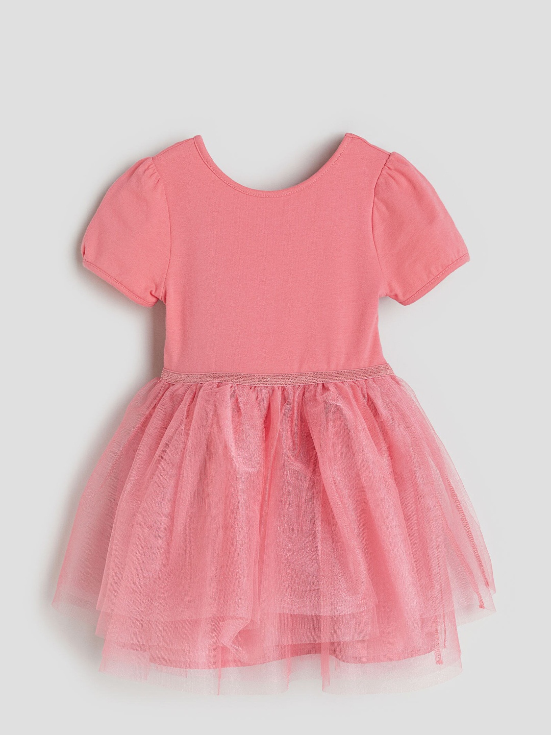 

H&M Girls Tulle-Skirt Dress With Puff Sleeves, Pink