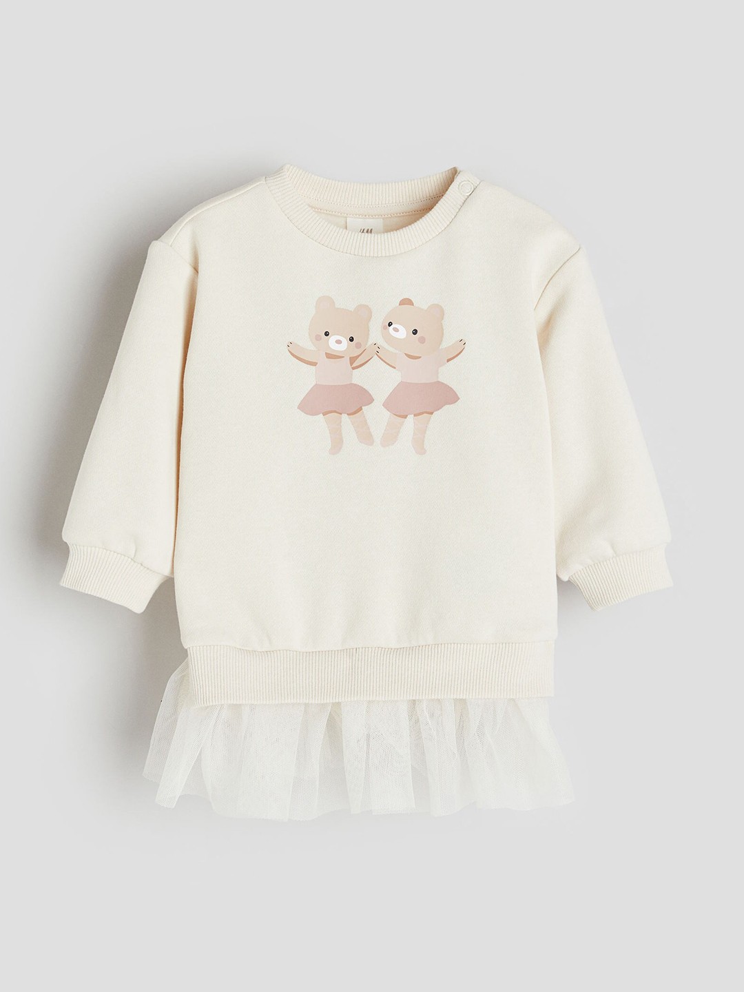 

H&M Tulle-Skirt Sweatshirt Dress, White